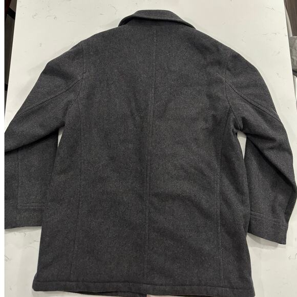 Vtg Wool gap peacoat charcoal gray quilted pockets size L 3 button preppy office - Picture 2 of 8